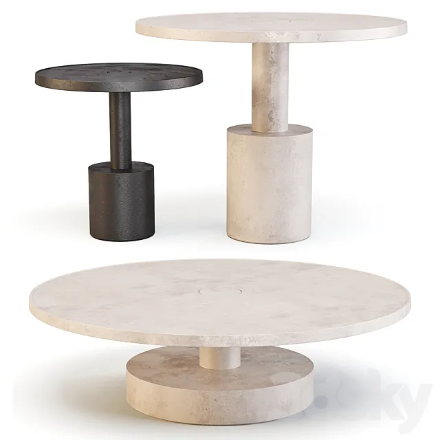 Baxter Pilar - Coffee and Side Table Set 01 3D Model