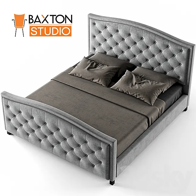 Baxton Studio Fawner Queen Upholstered Arched Platform Bed Gray 3D Model