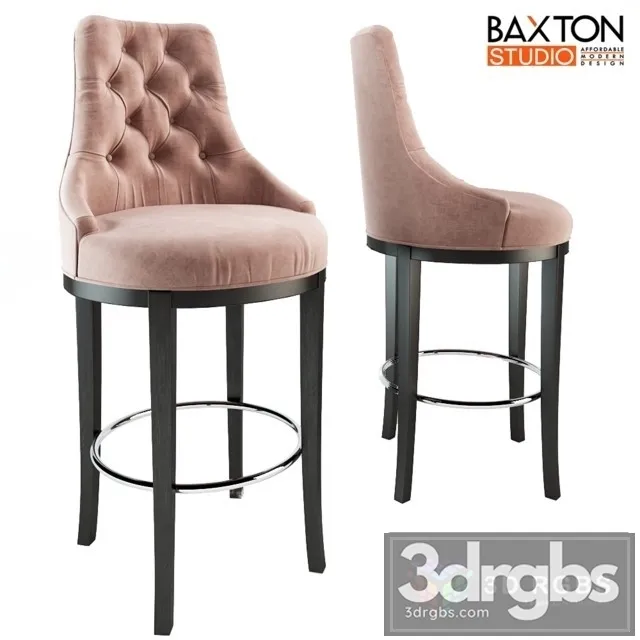 Baxton Studio Harmony Button Bar Stool 3D Model Free