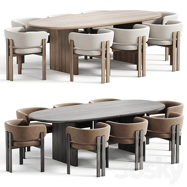 Bay Chair and Sakurai Dining Table 3D Model