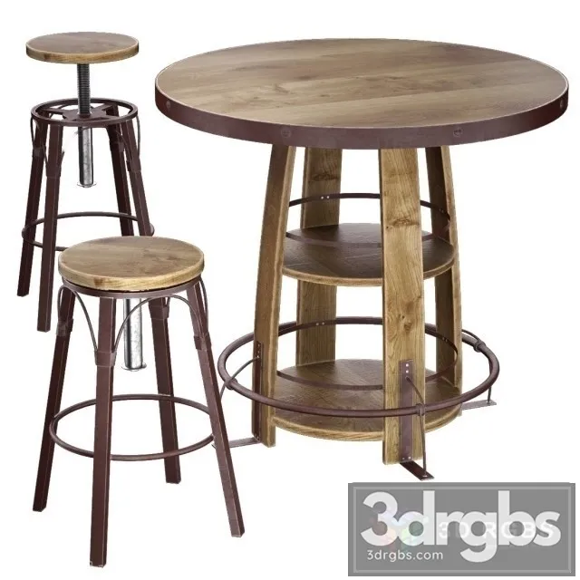 Bayshore Pub Table Set 3D Model Free