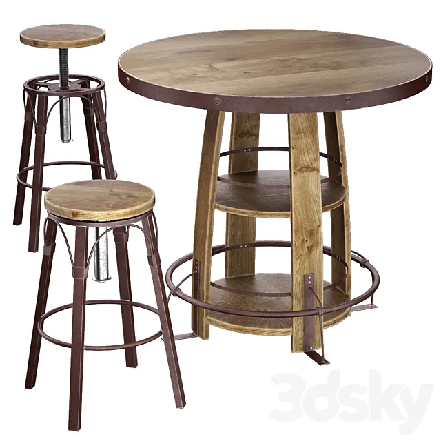 Bayshore Pub Table Set 3D Model