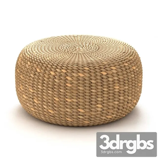 Bazar bizar waterhyacinth pouf round natural fiber pouf 2 3D Model Free