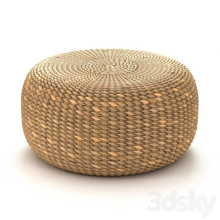 Bazar Bizar WATERHYACINTH Pouf Round natural fiber pouf 3D Model Free