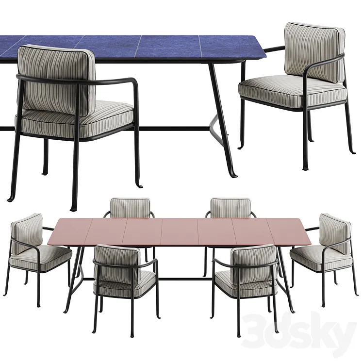 B&B Italia Borea Dining Set 3D Model Free