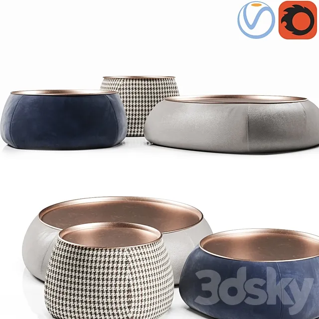 B&B Italia Lady Fat table set 3DModel