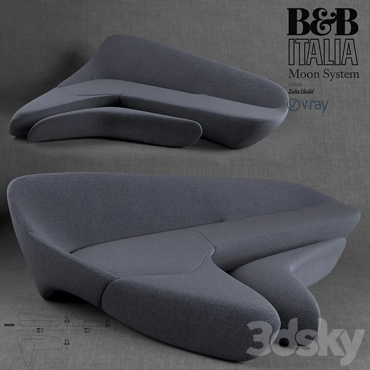 B&B Italia Moon system - by Zaha Hadid 3D Model Free