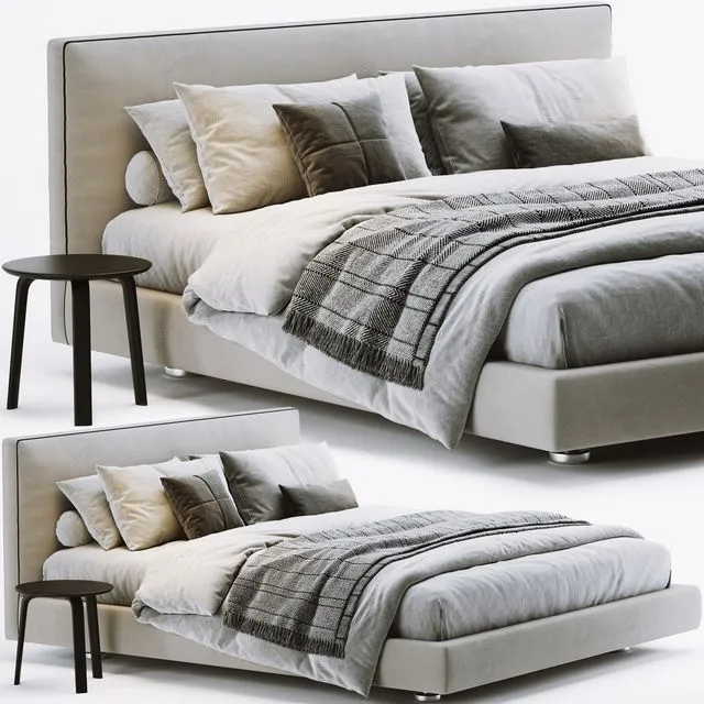 B&B Italia Richard Bed (with small table Hay Bella) 3D Model