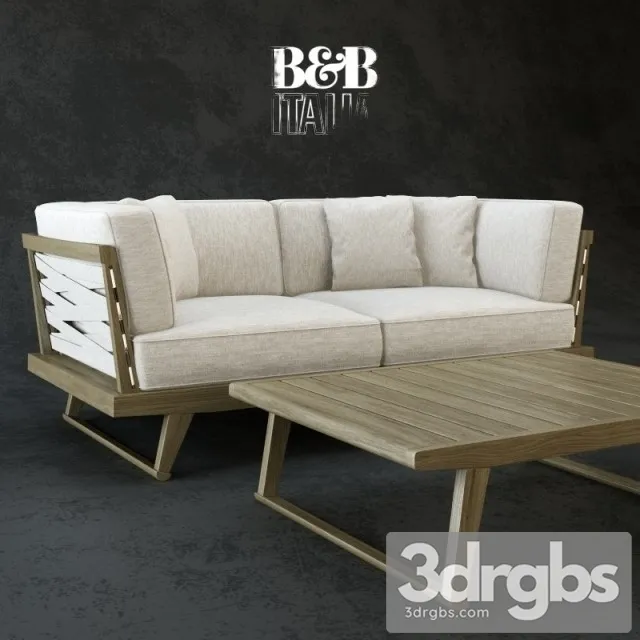 BB Italia Scandinavian Wooden Sofa 3D Model Free