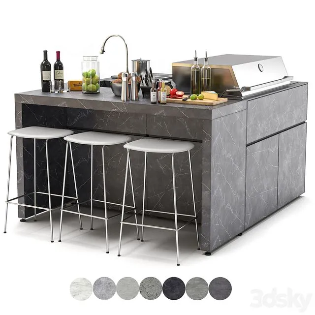 Bbqube x barbecue (7 Types of Materials) 3D Model