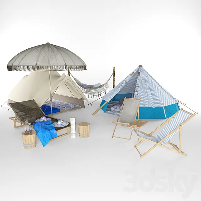 Beach Camping Area 3D Model