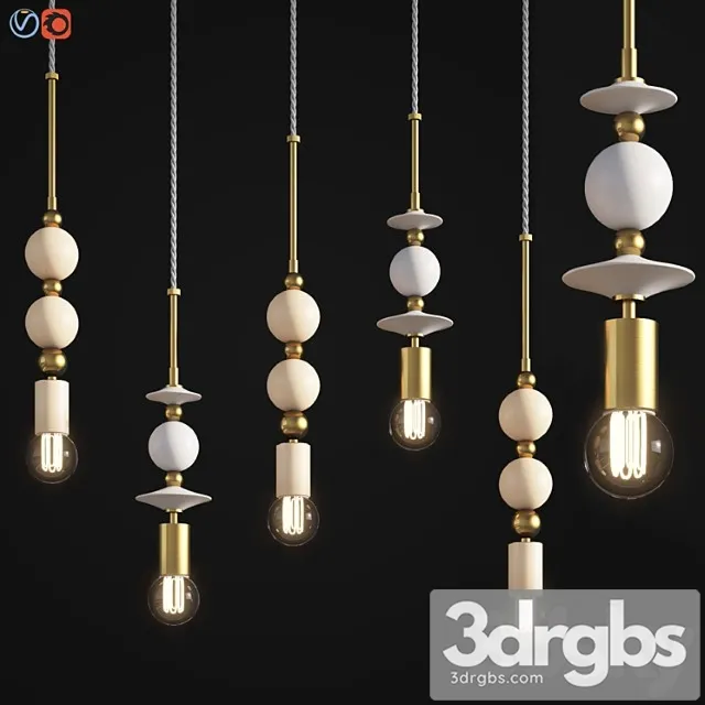 Beaded Pendant Lamp Spheres 3D Model Free