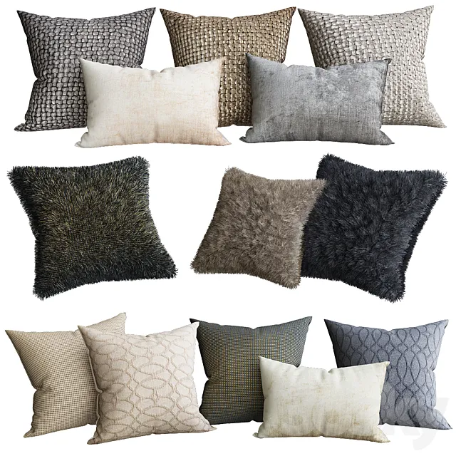 Beaded Velvet Decorative Pillow 3D Model