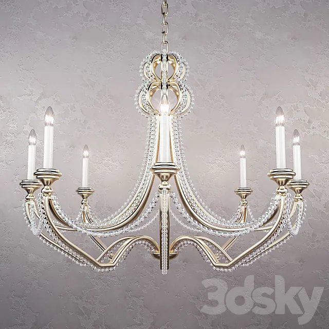 Beaded Wrought-Iron Chandelier 3D Model