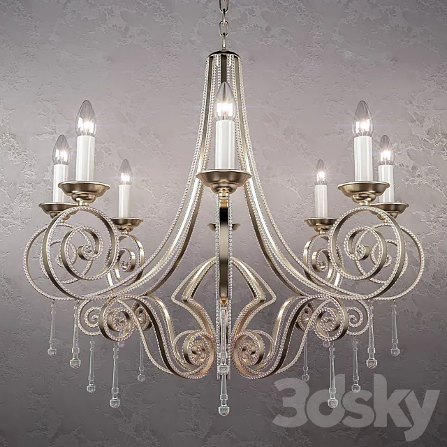 Beaded Wrought-Iron Chandelier 3D Model