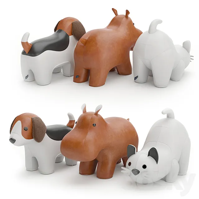 Beagle hippo cat white 3DModel