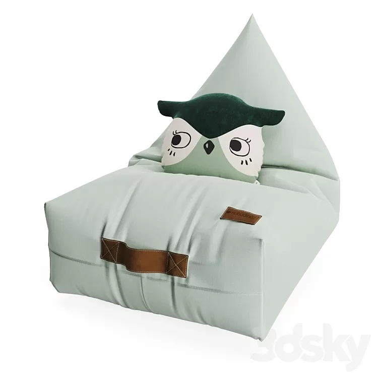 Bean bag chair and owl pillow from NOBODINOZ 3D Model Free