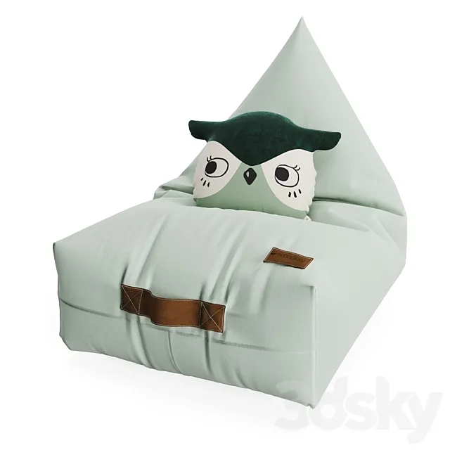 Bean bag chair and owl pillow from NOBODINOZ 3DModel