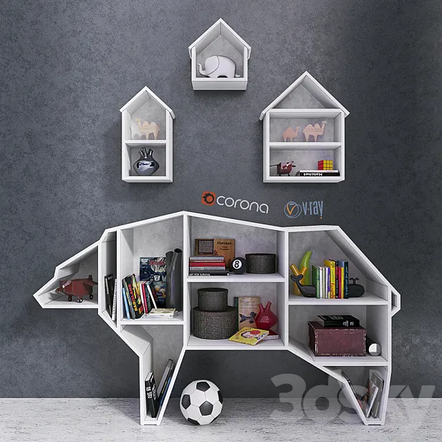 Bear Bookshelf 3D Model