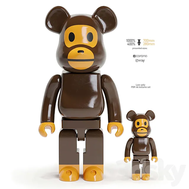 Bearbrick _ Bape Milo 3DModel