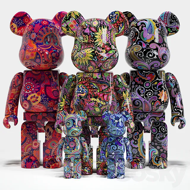 Bearbrick _ Psychedelic Paisley 3DModel