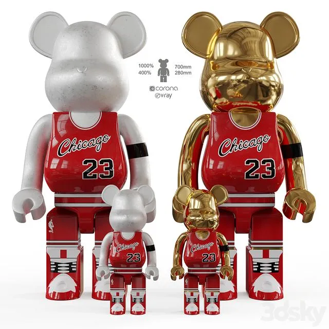 Bearbrick basketball 23 Chicago Bulls 3D Model