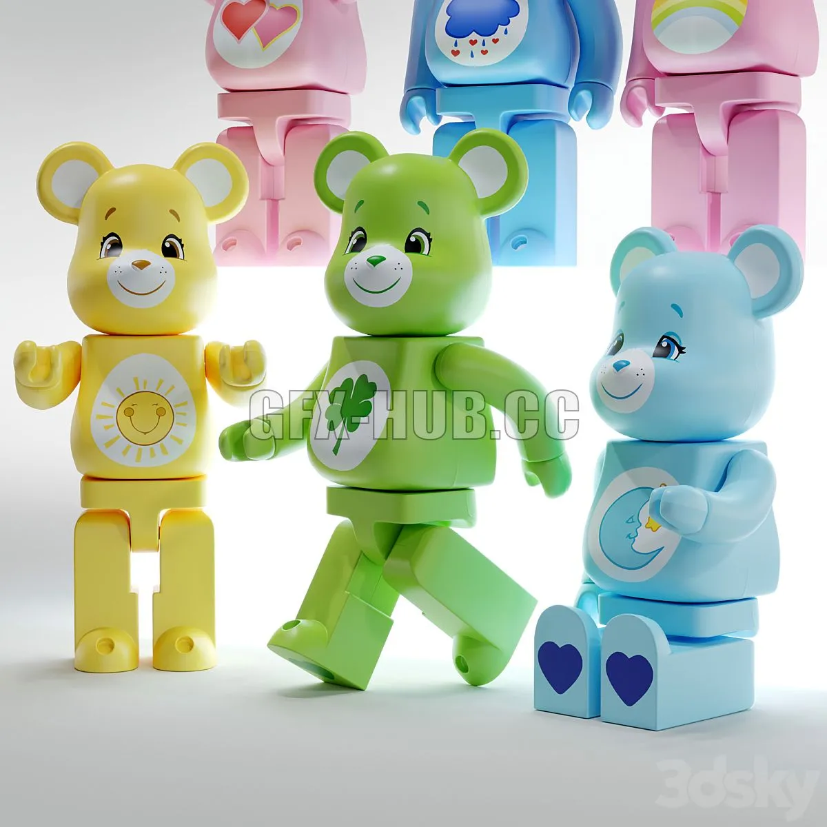 Bearbrick Care bear Set 3D Model