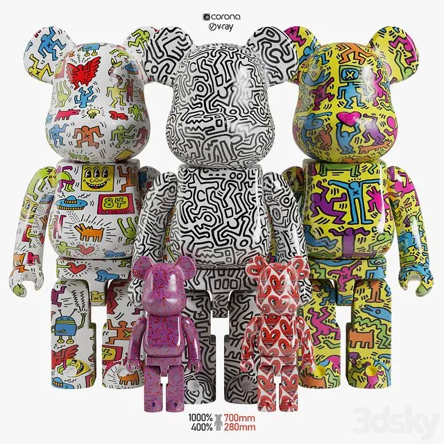 Bearbrick Keith Haring 3D Model