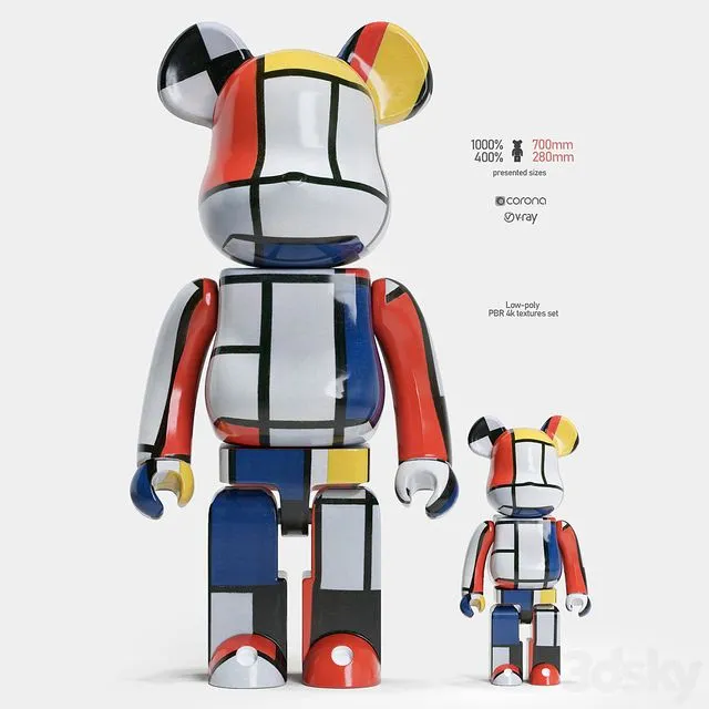 Bearbrick Piet Mondrian 3D Model