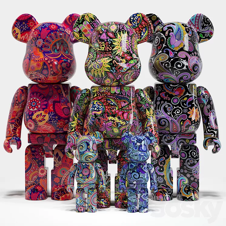 Bearbrick / Psychedelic Paisley 3D Model Free