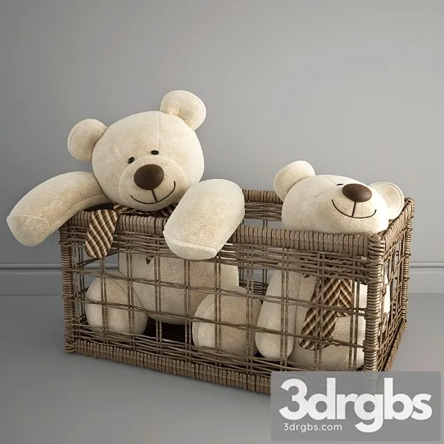 Bears in a Basket 3D Model Free
