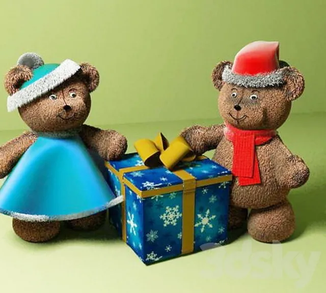 Bears under the Christmas tree 3D Model