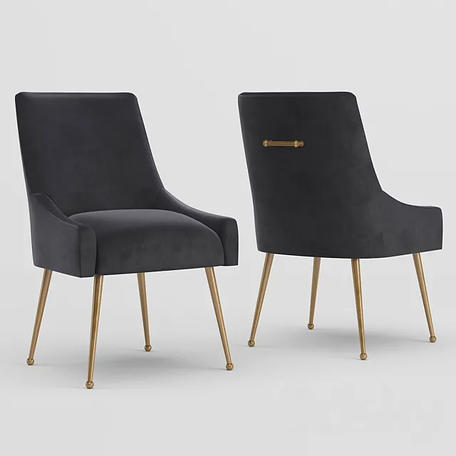 Beatrix Grey Velvet Side Chair 3D Model