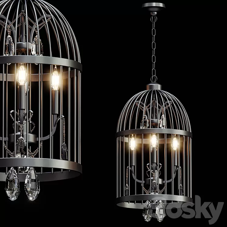 Beautiful Bird Cage Chandelier 3D Model