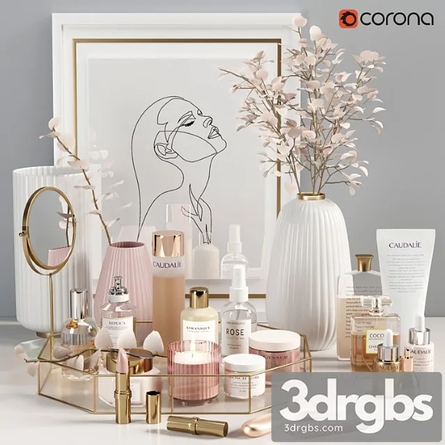 Beauty Decorative Set 02 3D Model Free