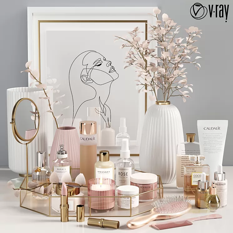 beauty decorative set 02_vray 3D Model Free