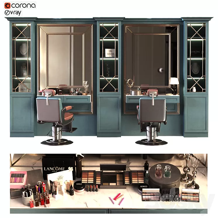 beauty salon set 010 3D Model Free