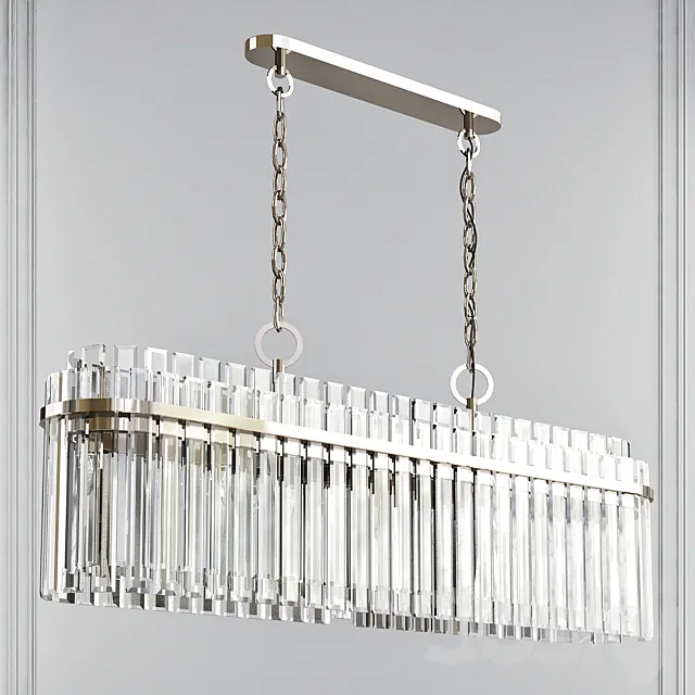 Beckett Burnished Brass 7 Light Linear Chandelier by Chapman & Myers 3D Model