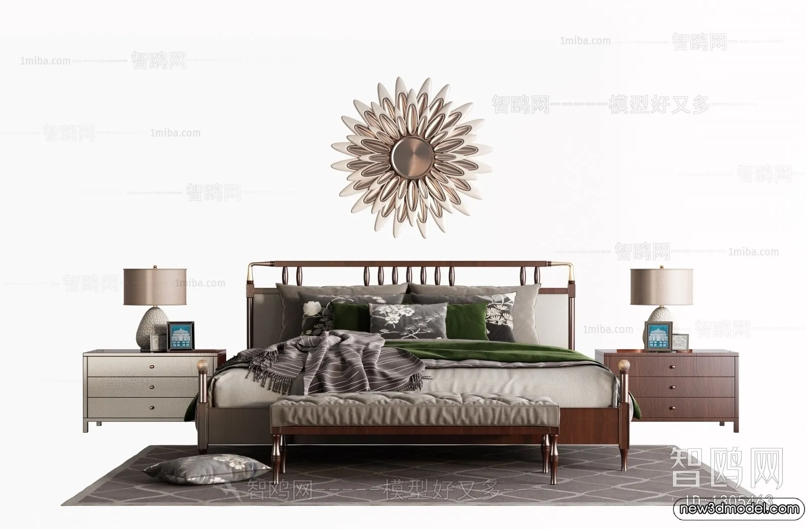 Bed 3D Models - 3D Furniture for Bedroom - 007