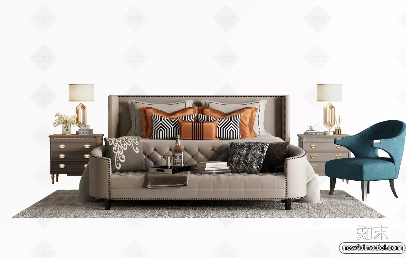 Bed 3D Models - 3D Furniture for Bedroom - 043