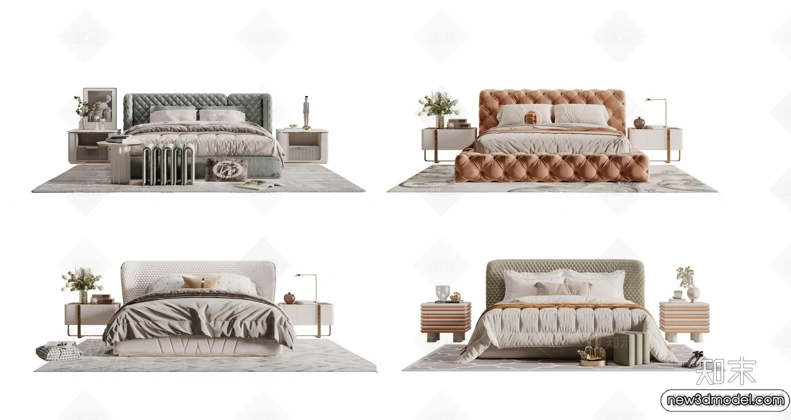 Bed 3D Models - 3D Furniture for Bedroom - 052