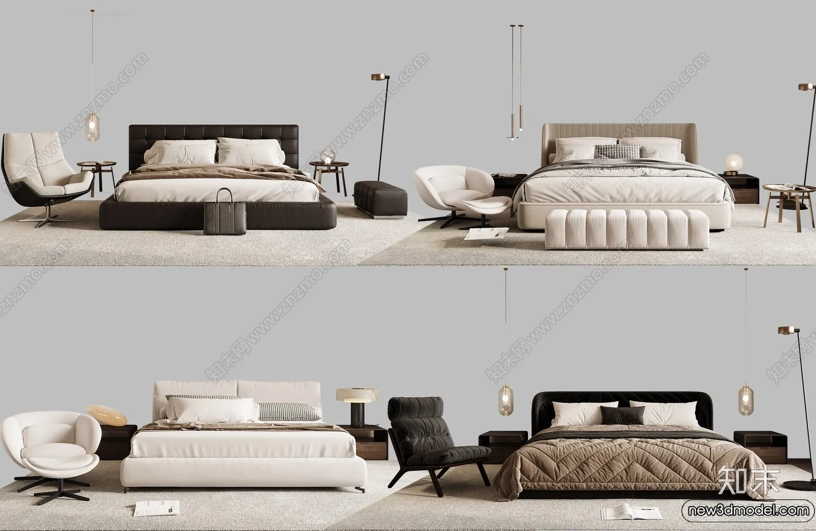 Bed 3D Models - 3D Furniture for Bedroom - 058