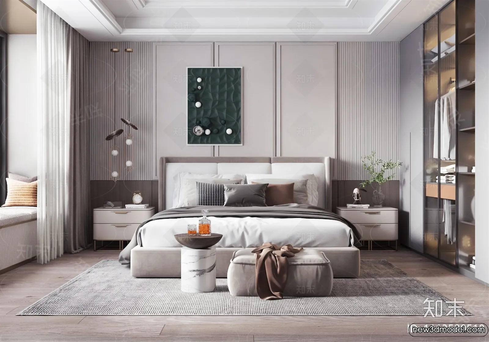 Bed 3D Models - 3D Furniture for Bedroom - 076
