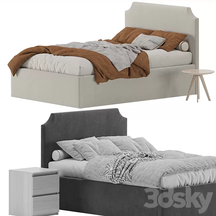 Bed Adona 140 Barhat Gray by Divan.ru 3D Model Free
