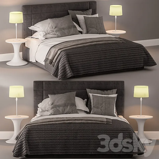 Bed and bed sheet set 2 3DModel