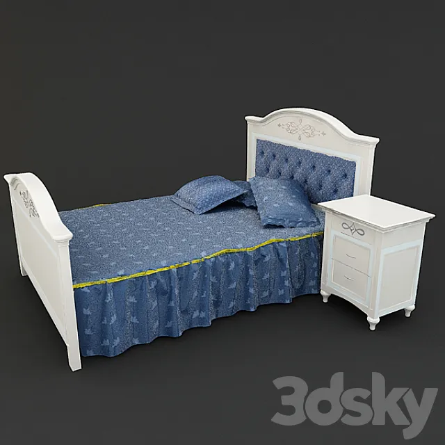 Bed and nightstand Domus mi_216 3DModel