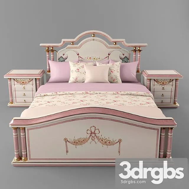 Bed and tables classic. 2 3D Model Free