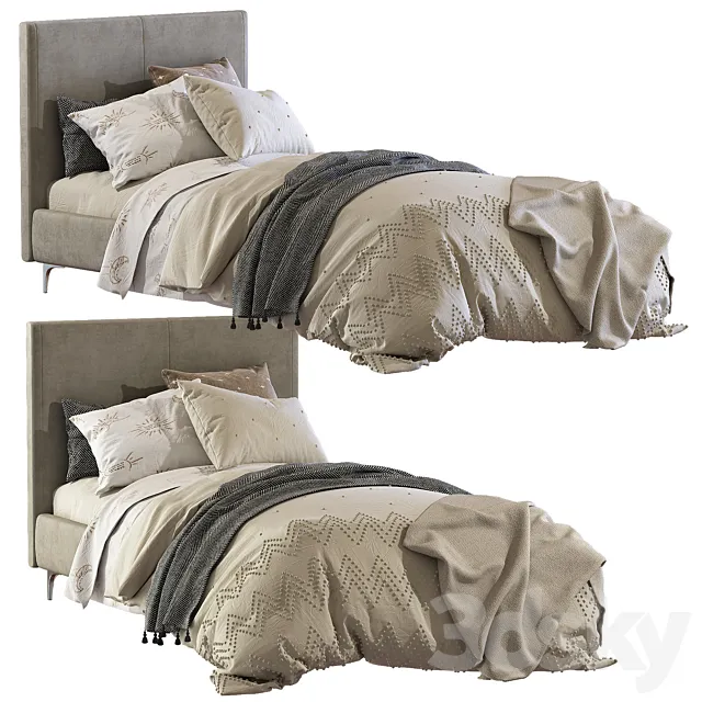 Bed Andes Deco Upholstered Bed 3D Model