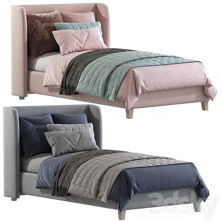 Bed Angela Upholstered Low Profile Standard Bed 3D Model