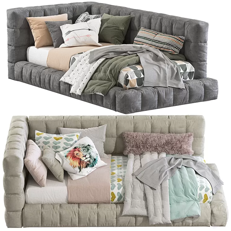 Bed Baldwin Lounge Corner Upholstered Bed 2 3D Model